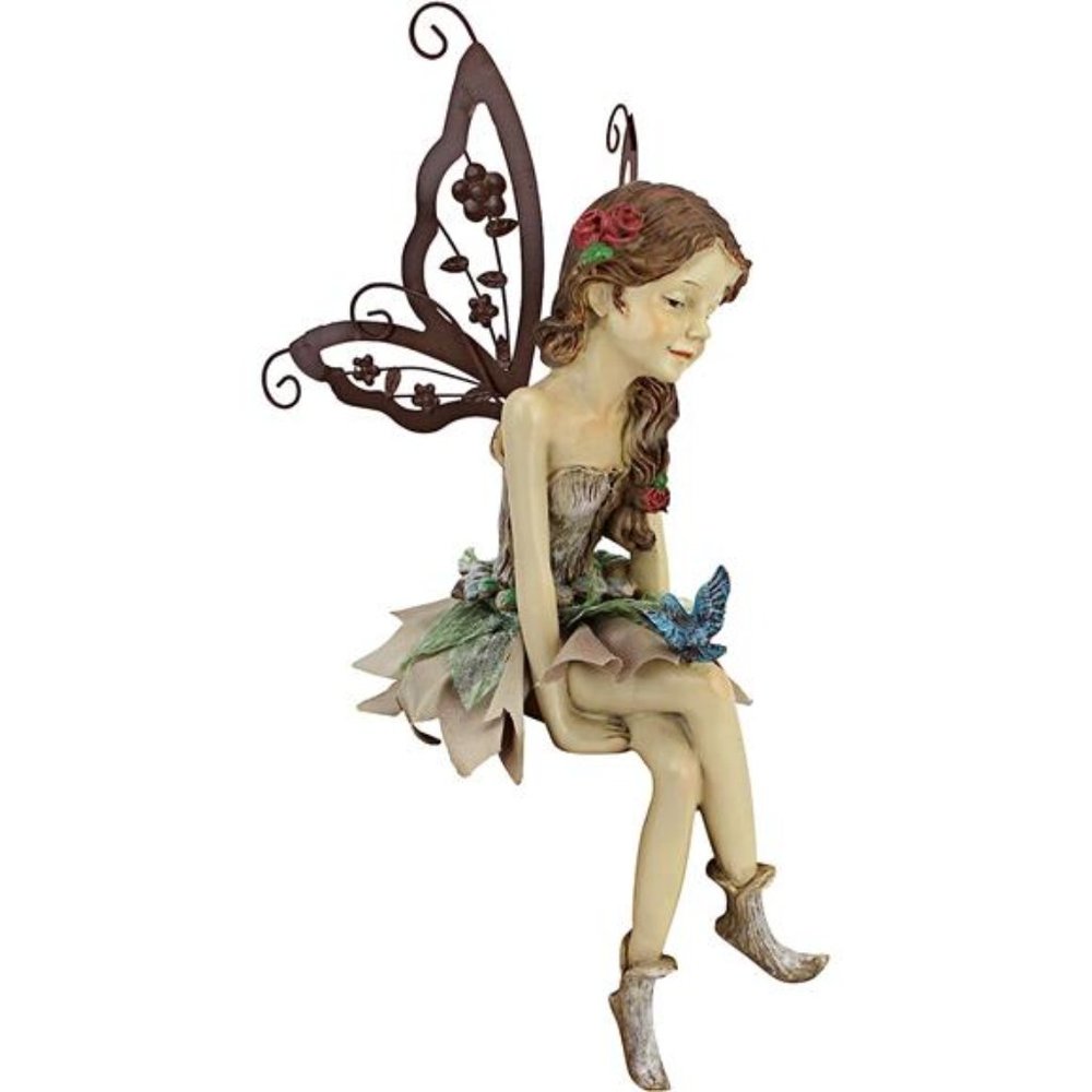 Fannie The Garden Fairy Sitting Statue, 12 Inch, Polyresin, Full Color